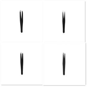 Stainless Steel Eyebrow Tweezers Black Flat Hairs Puller Beauty Makeup Tool (Option: 4pcs set)