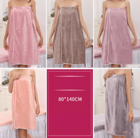 Towel Skin Management Pack Turban Absorbent Quick Dry Make Bed Queen Size (Option: Coral violet-Shower skirt 80x140cm)